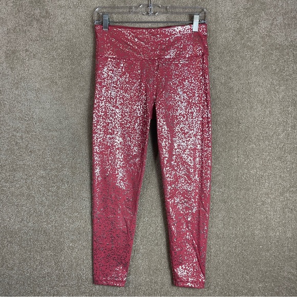 Sweaty Betty Goddess 7/8 Legging Size Medium Red Terrazzo Foil Print Workout NEW - Picture 2 of 10
